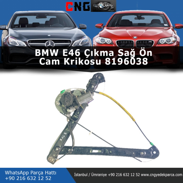 8196038 bmw e46 sağ ön cam krikosu çıkma