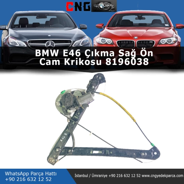 8196038 bmw e46 sağ ön cam krikosu çıkma